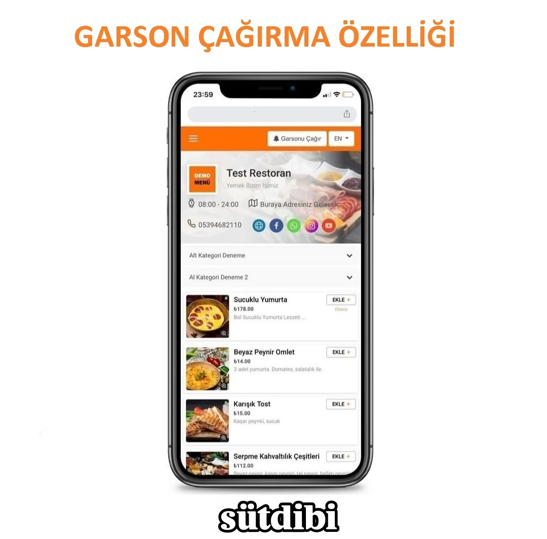 QR MENÜ DESTEKLİ WEB SİTESİ