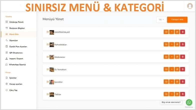 QR MENÜ DESTEKLİ WEB SİTESİ